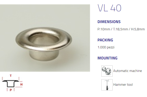 VL-40 Öljett Krage 10 mm 1000 st